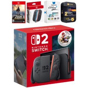 Switch 2 + Mario Kart World Bundle with Zelda Breath of the Wild, Extra Joy-Cons, MightySkins Code and 1 CPS - Nintendo Switch 2