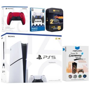 Playstation 5 Slim Disc with Extra Controller, FPS Grip Kit and MightySkins Decal Voucher + 2 Year - PlayStation 5