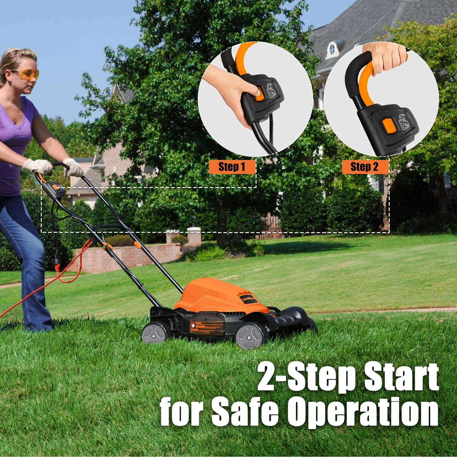 LawnMaster 19 inch 2-in-1 Electric Lawn Mower, 12AMP, ME1218X - Image 3