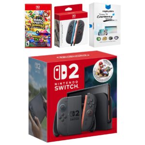 Switch 2 + Mario Kart World Bundle with Super Mario Party Jamboree, Extra Joy-Cons and MightySkins Code Bundle - Nintendo Switch 2