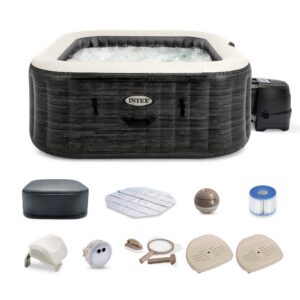 Intex - PureSpa Plus Inflatable Spa, Maintenance Kit, & Removable Seat (2 Pack) - Gray