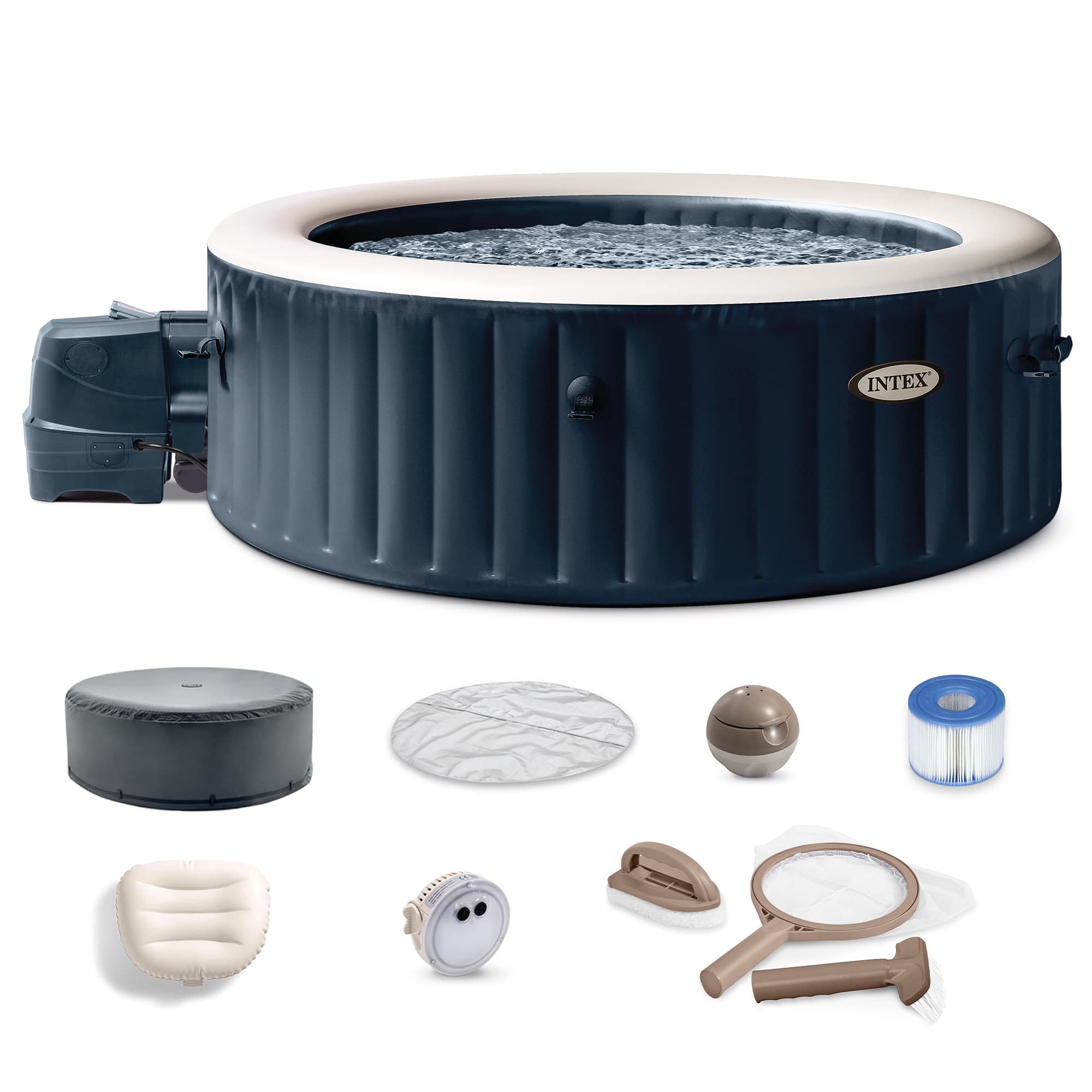 Intex - PureSpa Plus Portable Inflatable Hot Tub Bubble Jet Spa w/ Accessory Kit - Blue
