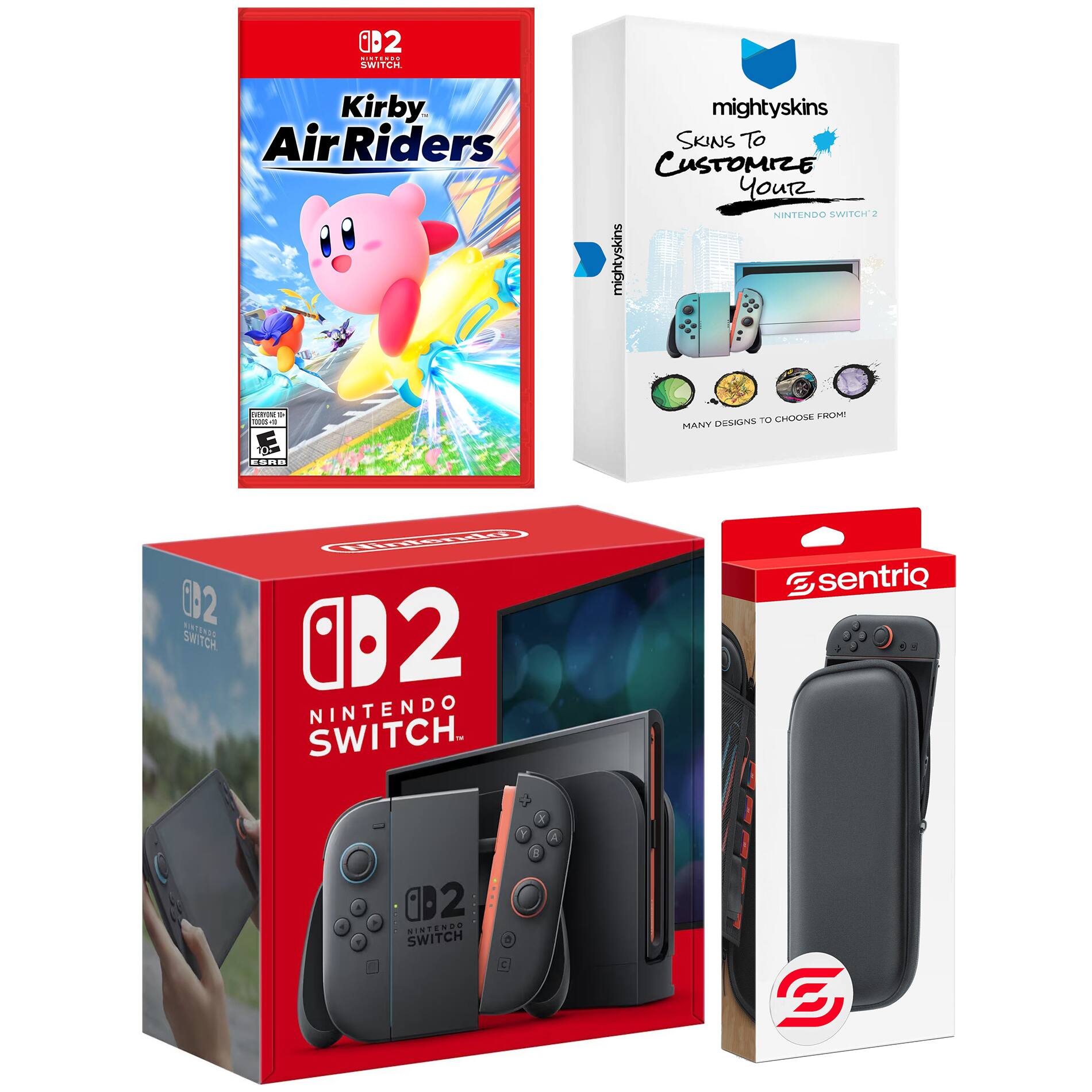 Switch 2 Video Game Console with Kirby Air Riders, MightySkins Code and Protective Case Bundle - Nintendo Switch 2