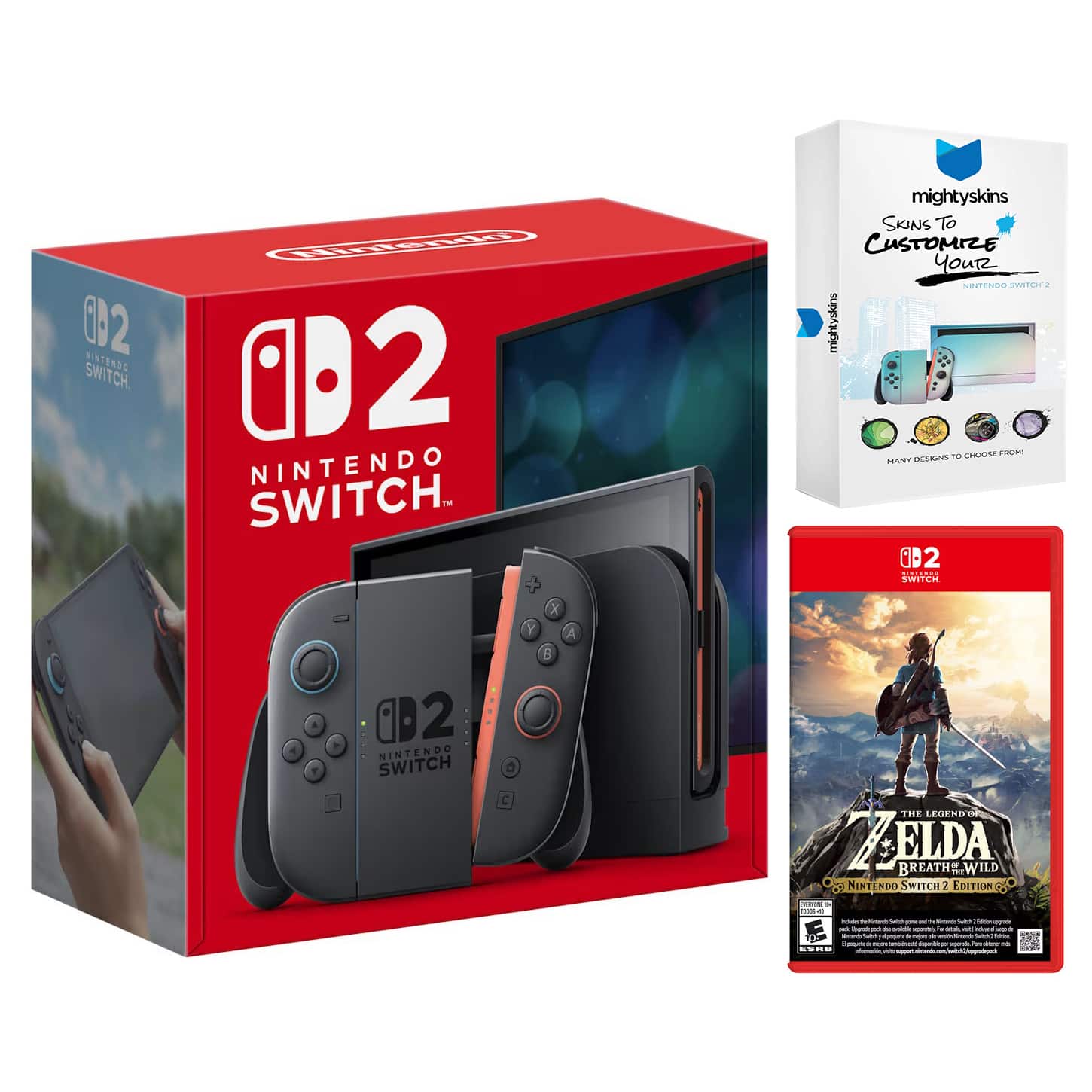 Switch 2 Video Game Console with Legend of Zelda Breath of the Wild and MightySkins Code Bundle - Nintendo Switch 2