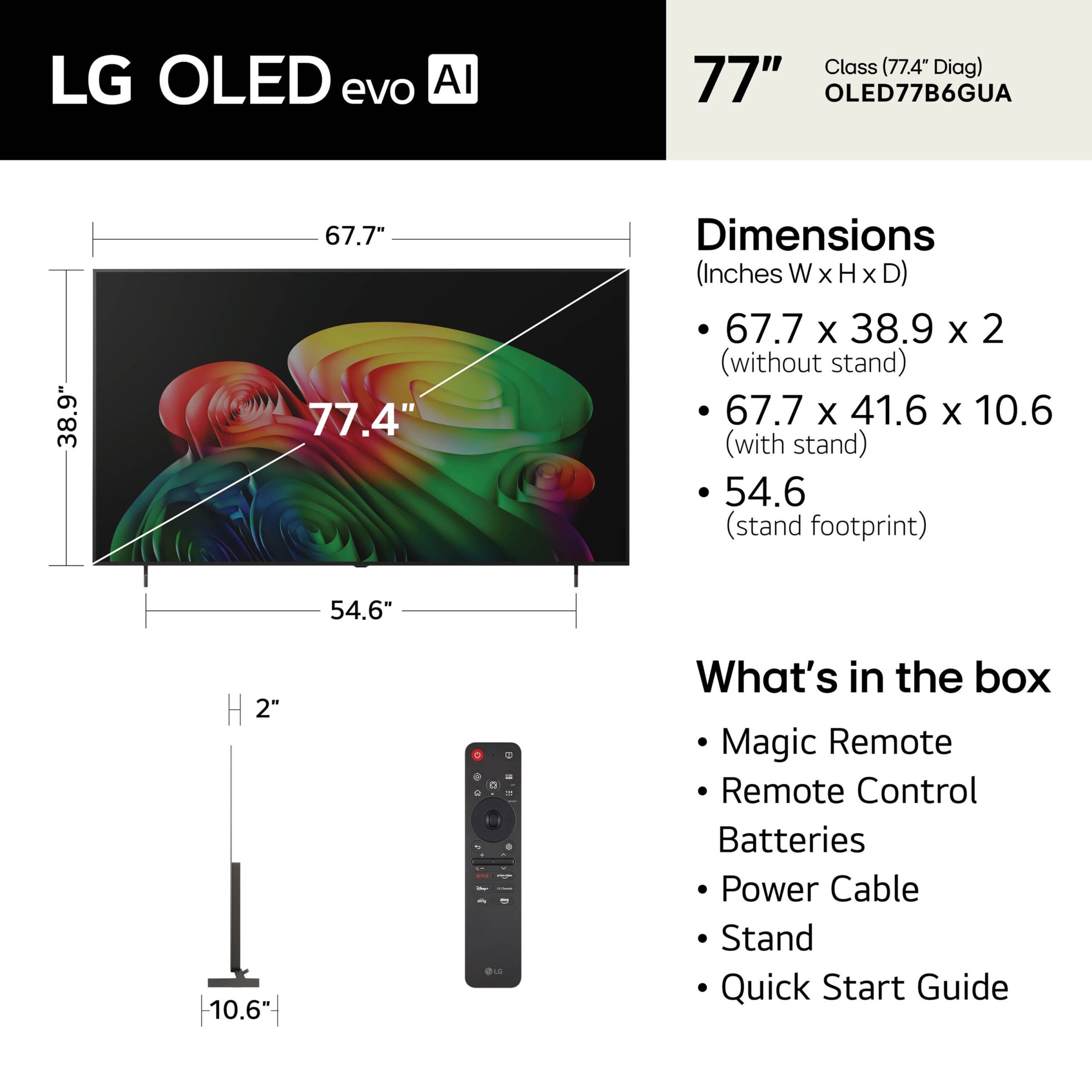 LG - 77" Class B6 Series OLED AI 4K Smart webOS TV (2026) - Image 2