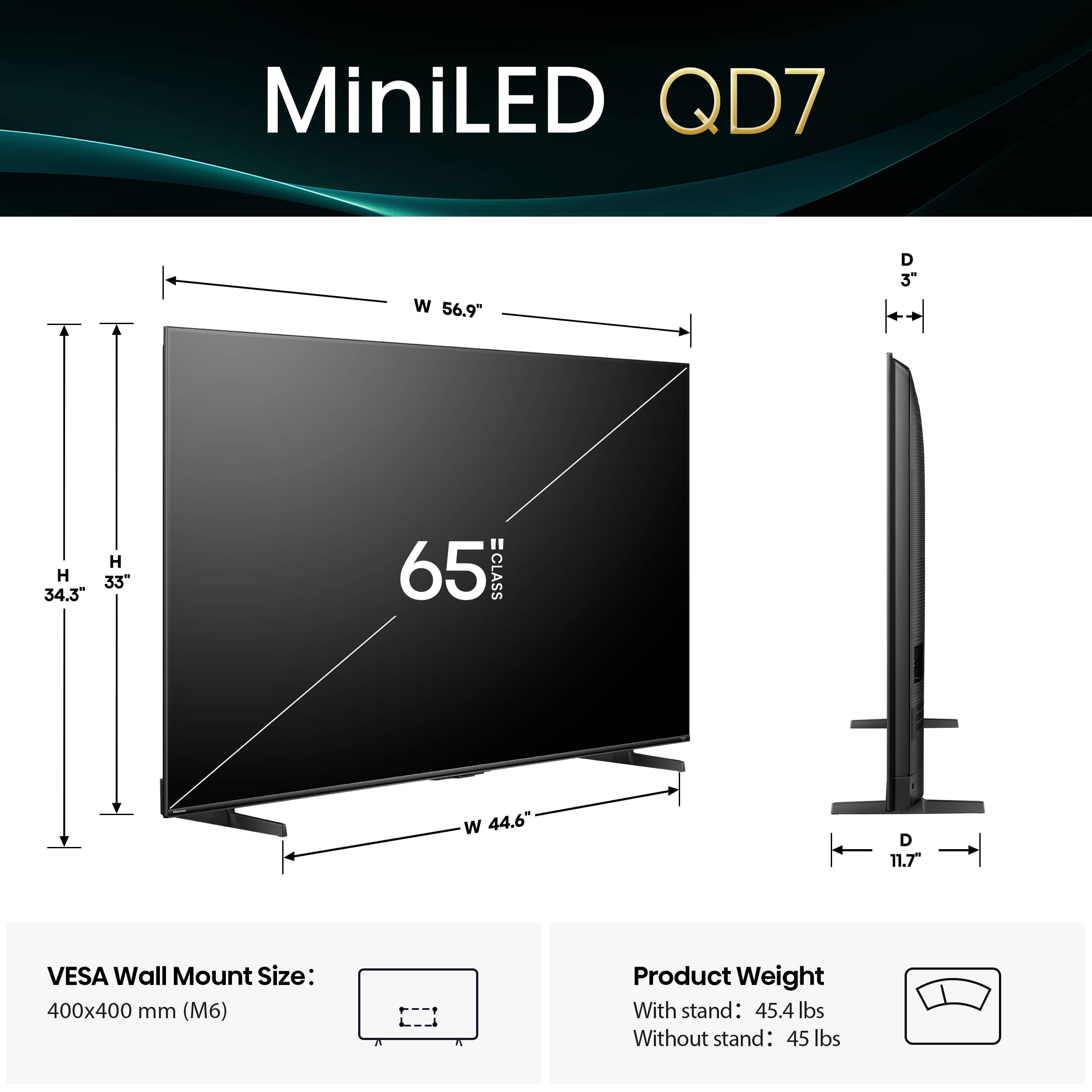 Hisense - 65" Class QD7 Series MiniLED QLED 4K UHD HDR Smart Fire TV (2025) - Image 4