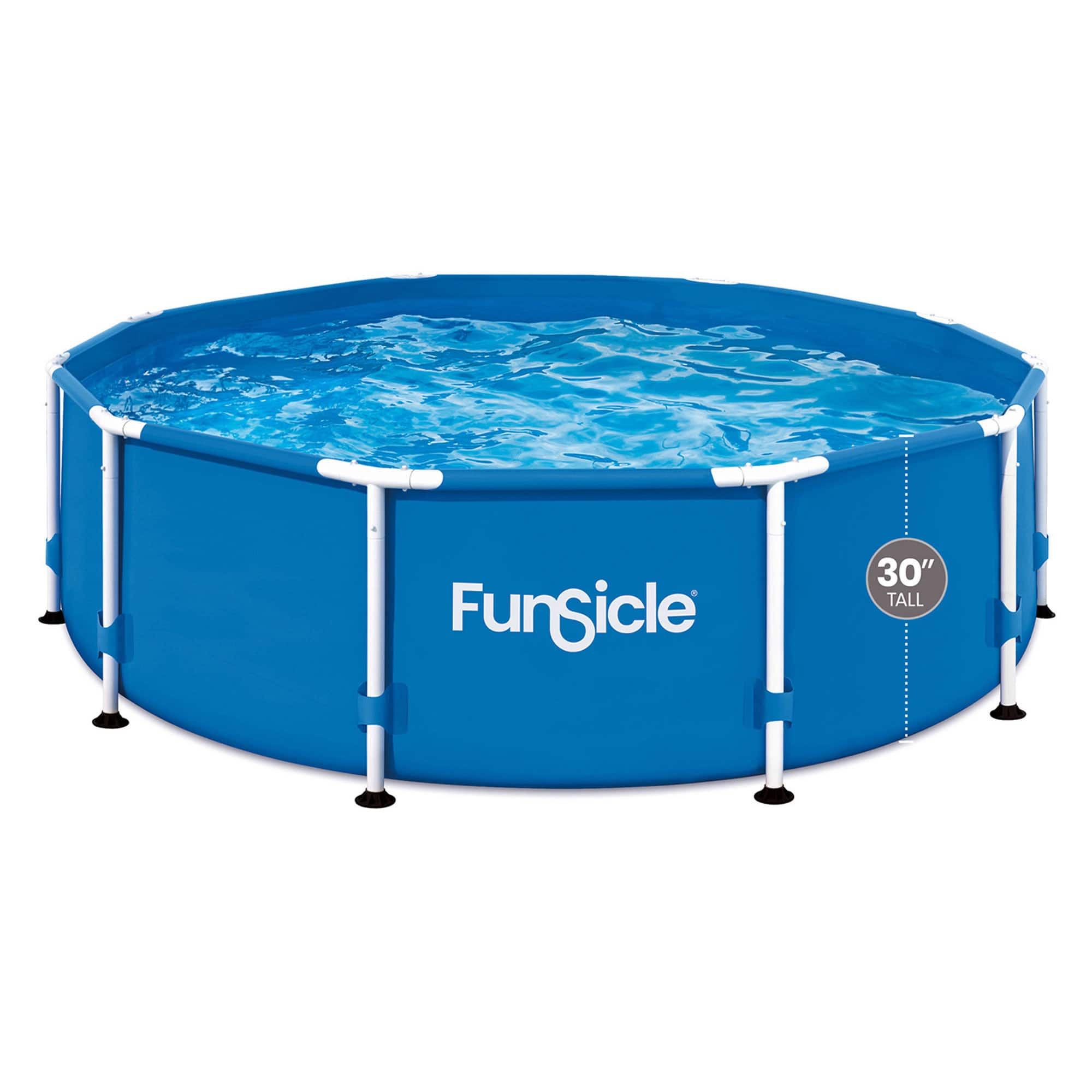 Funsicle - 10' x 30" Outdoor Activity Round Frame Pool with 10' Debris Cover, Blue - Blue/Gray - Image 5