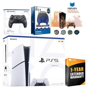 Playstation 5 Slim Disc with Extra Controller, Gamer Starter Kit and MightySkins Decal Voucher + 1 Year - PlayStation 5
