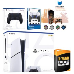 Playstation 5 Slim Disc with Extra Controller, FPS Grip Kit and MightySkins Decal Voucher + 1 Year - PlayStation 5