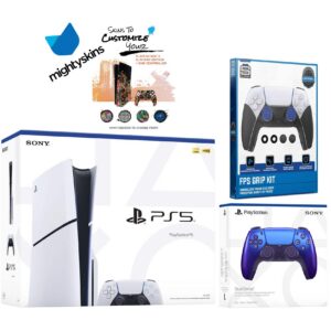 PlayStation 5 Slim Disc with Extra Controller, FPS Grip Kit and MightySkins Decal Voucher - PlayStation 5