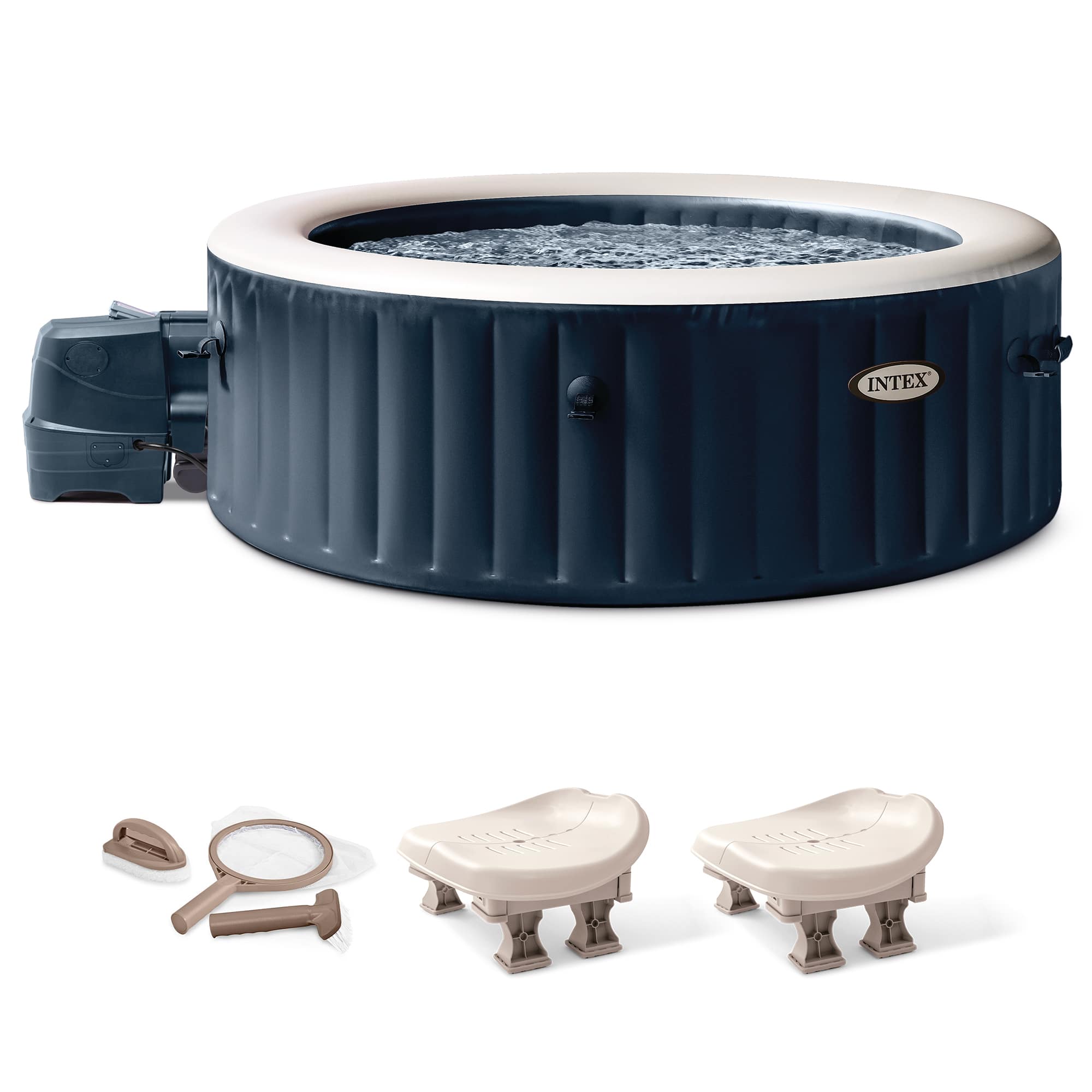 Intex - PureSpa Plus Portable Inflatable Hot Tub with Accessory Kit & 2 Seat Spas - Blue