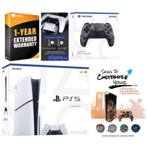 Playstation 5 Slim Disc with Extra Controller, Charging Dock and MightySkins Decal Voucher + 1 Year CPS - PlayStation 5