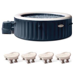 Intex - PureSpa Plus Inflatable Bubble Jet Hot Tub & Slip Resistant Seat (4 Pack) - Blue