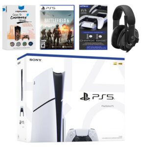 PlayStation 5 Slim Disc Bundle with Battlefield 6, EPOS Headset, Charging Dock and MightySkins Code - PlayStation 5