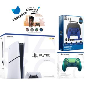 PlayStation 5 Slim Disc with Extra Controller, Pro Gamer Starter Kit and MightySkins Decal Voucher - PlayStation 5