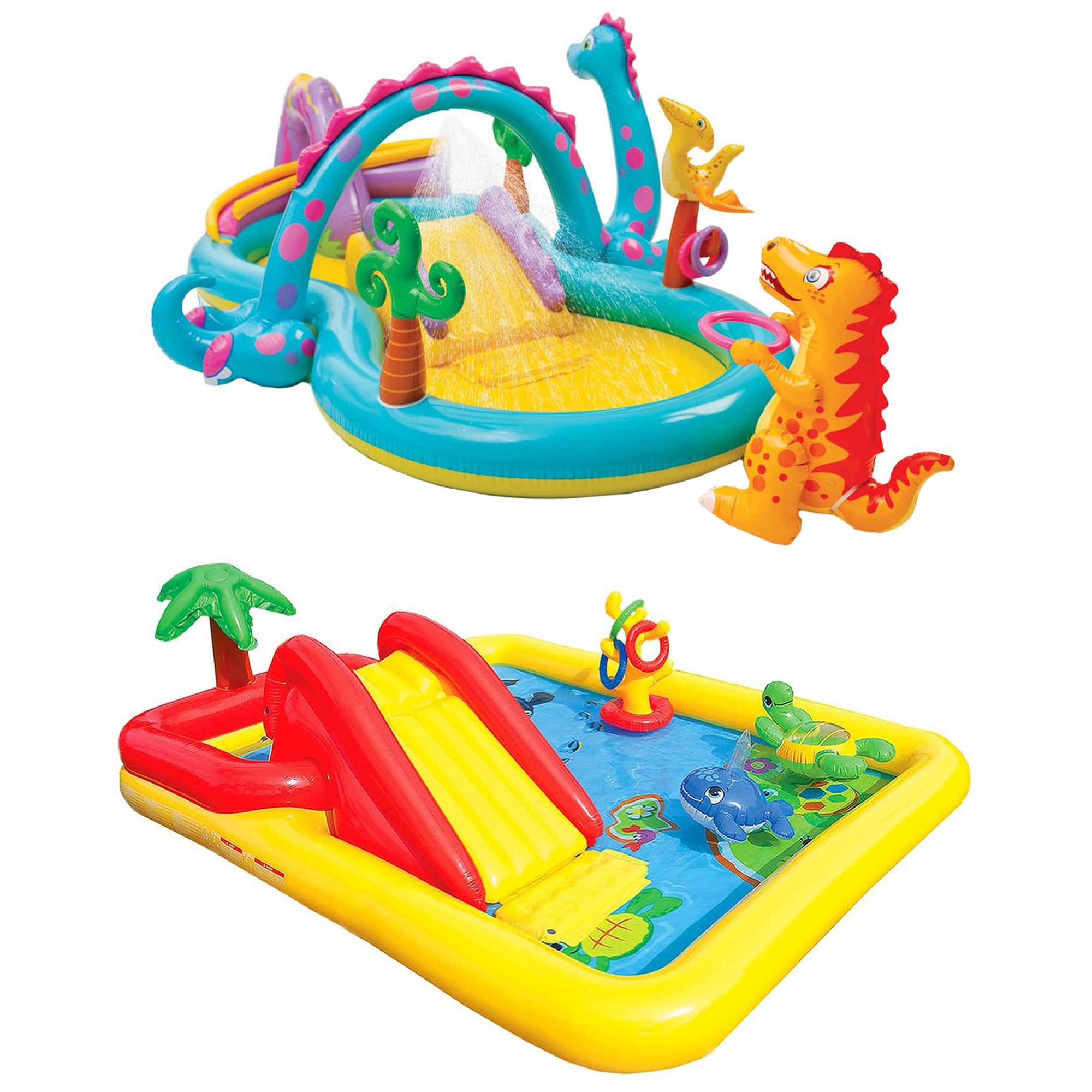 Intex - Dinoland Kiddie Inflatable Pool & Inflatable Ocean Backyard Kiddie Pool