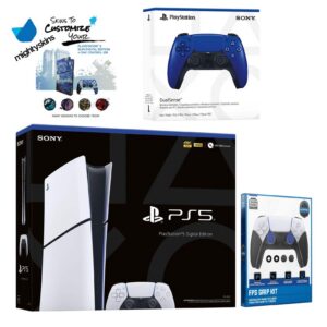 PlayStation 5 Slim Digital with Extra Controller, FPS Grip Kit and MightySkins Decal Voucher - PlayStation 5