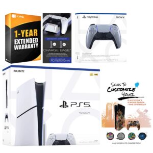 Playstation 5 Slim Disc with Extra Controller, Charging Dock and MightySkins Decal Voucher + 1 - PlayStation 5