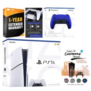 Playstation 5 Slim Disc with Extra Controller, Charging Dock and MightySkins Decal Voucher + 1 Year - PlayStation 5