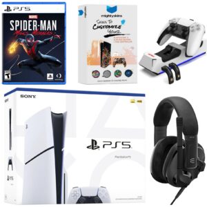 PlayStation 5 Slim Disc Bundle with Spider-Man: Miles Morales, EPOS Headset, Charging Dock and MightySkins Code - PlayStation 5