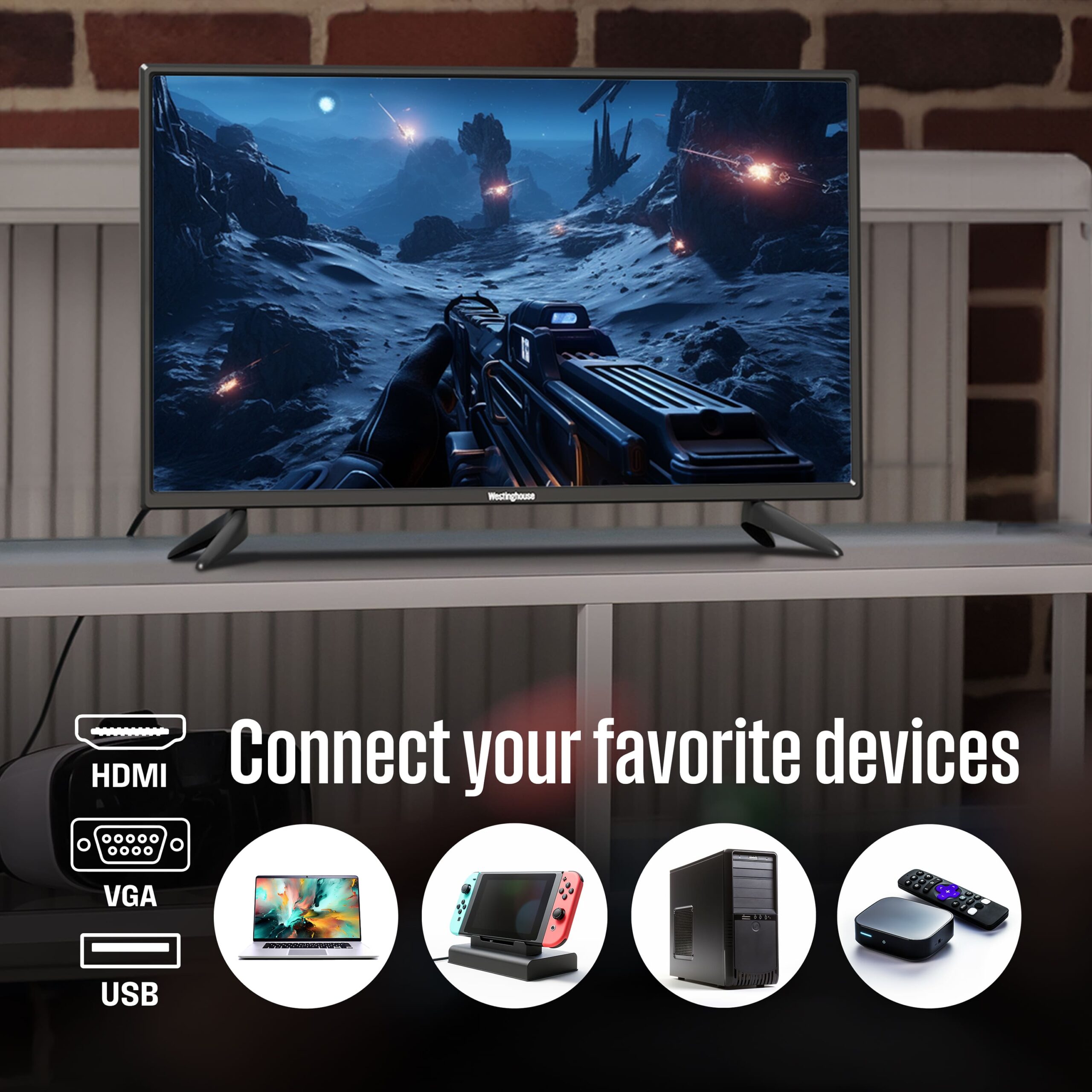Westinghouse - 24" 720p HD LED Non-Smart TV, Flat Screen with HDMI, USB, VGA, V-Chip, Compatible with Fire Stick, Roku, Apple TV - Image 5