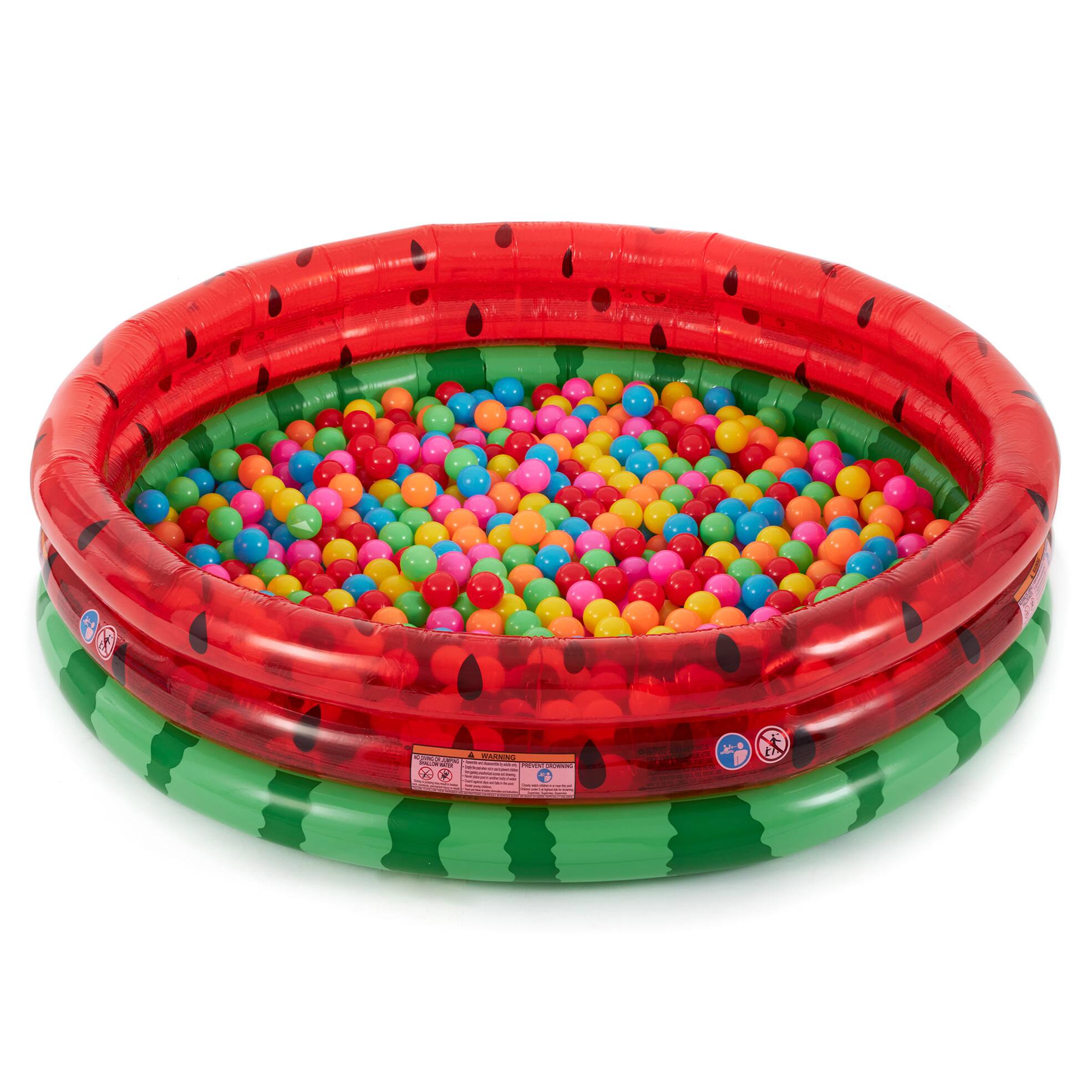 Intex - Inflatable Kiddie Watermelon Pool with Multi-Colored Fun Ballz, 100 Pack - Multi-color - Image 3