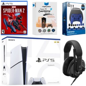 PlayStation 5 Slim Disc Bundle with Spider-Man 2, EPOS Headset, Accessory Kit and MightySkins Code - PlayStation 5