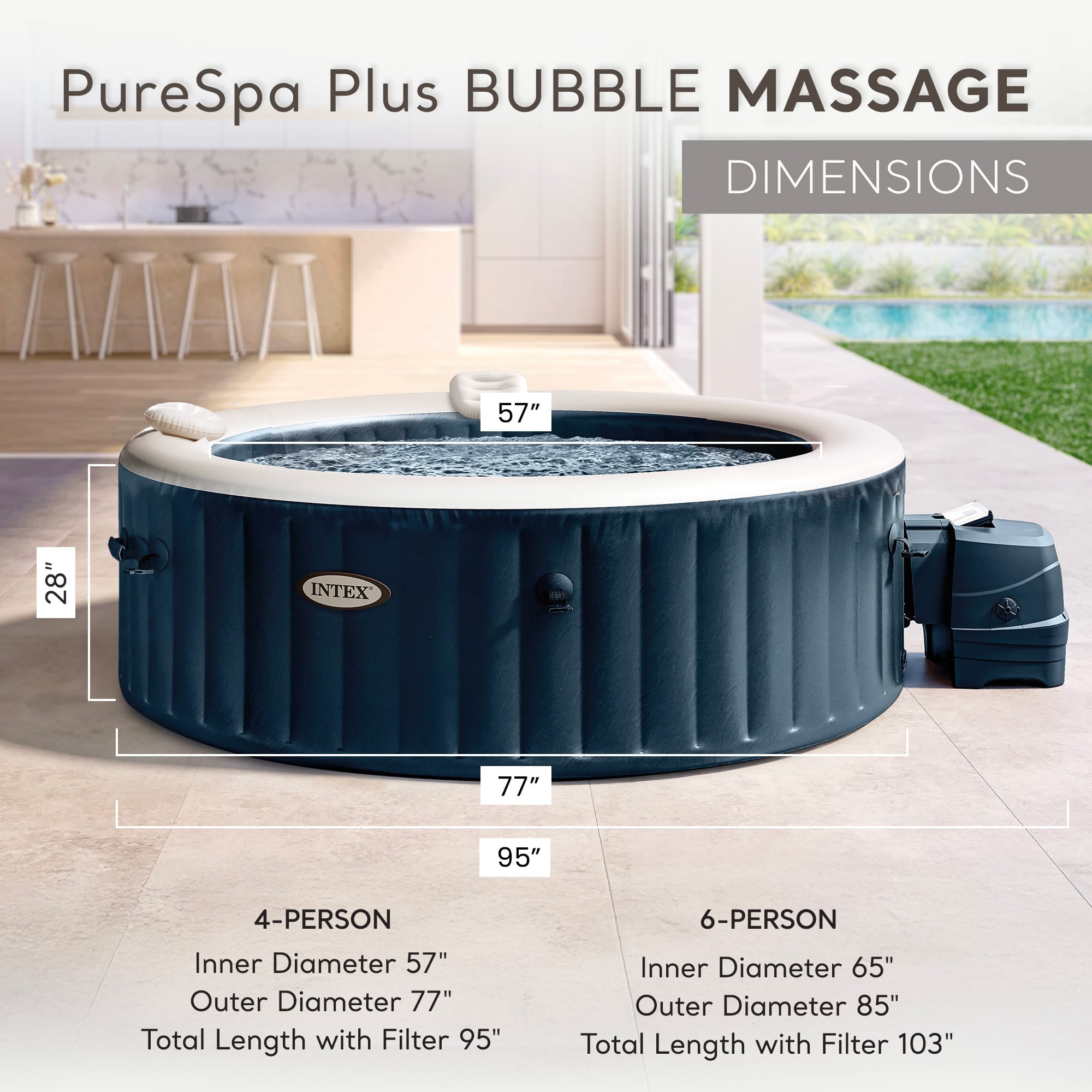 Intex - PureSpa Plus Inflatable Square Spa & Type S1 Filter Cartridges (6 Pack) - Gray - Image 3